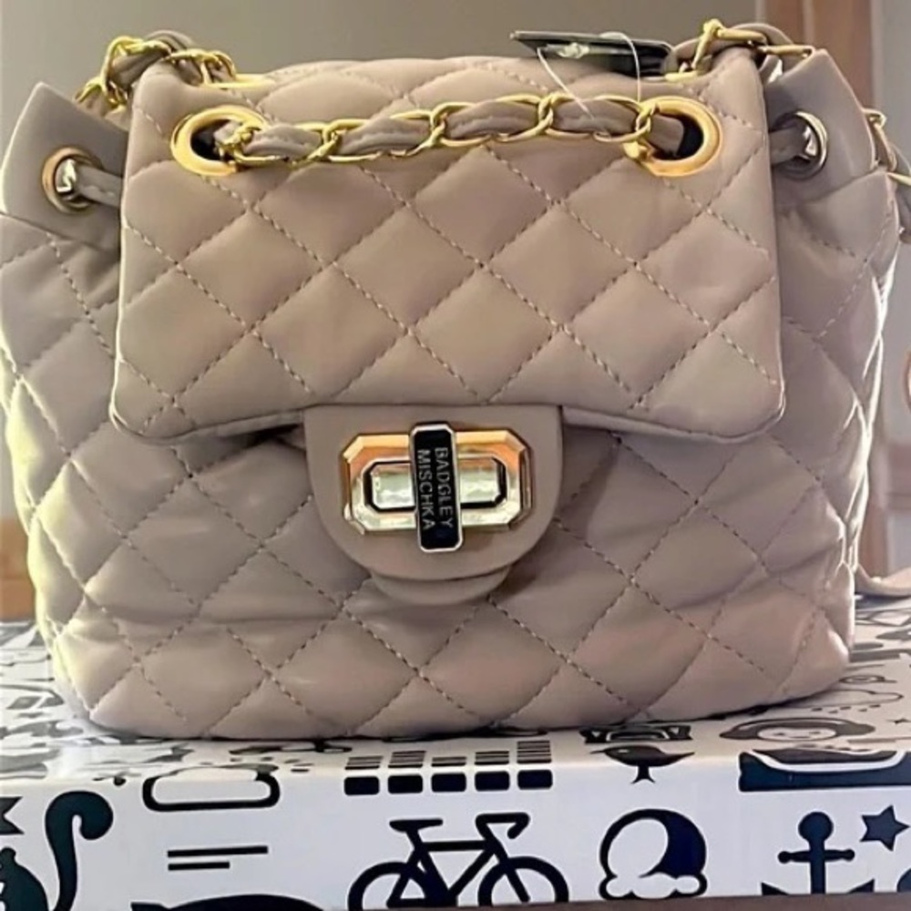 NWT Badgley mischka micro mini quilted backpack